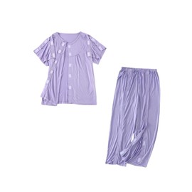 Aylashine Unisex Bedridden Patient Clothing,Easy to Wear and Take Off, Modal,for Bedridden Patients,The Elderly,Fractures Light Purple (XXL)
