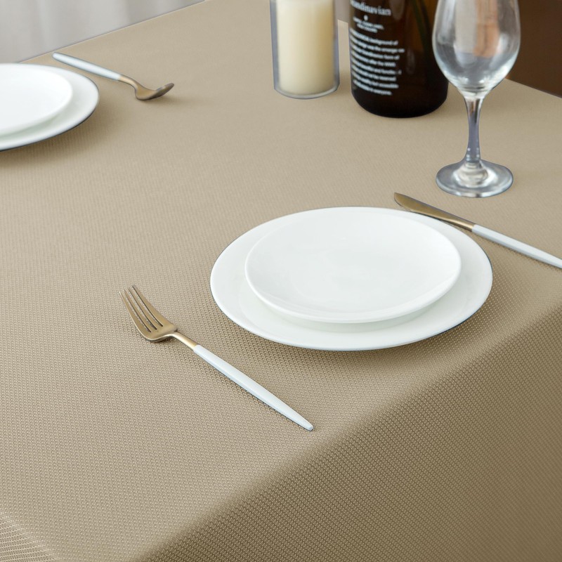 Biscaynebay Textured Fabric Tablecloths 52 X 70 Inches Rectangular, Natural