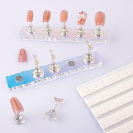 Difenni Nail Stand Acrylic Aurora Nail Display Stand Magnetic Nail Tips Practice Holder with 48 Pcs Reusable Adhesive Putty for DIY Painting Nails Stand Kit