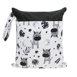 Hi Sprout Grab and Go Waterproof Washable Reusable Diaper Wet Dry Cloth Diaper Bags, zebra