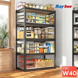 Raybee Furniture 72" H Garage Shelving,Heavy Duty 2000 LBS Storage Shelves,Adjustable 5 Tier Metal Storage Rack for Garage Basement Pantry Kitchen - Size: 28"Wx12"Dx60"H