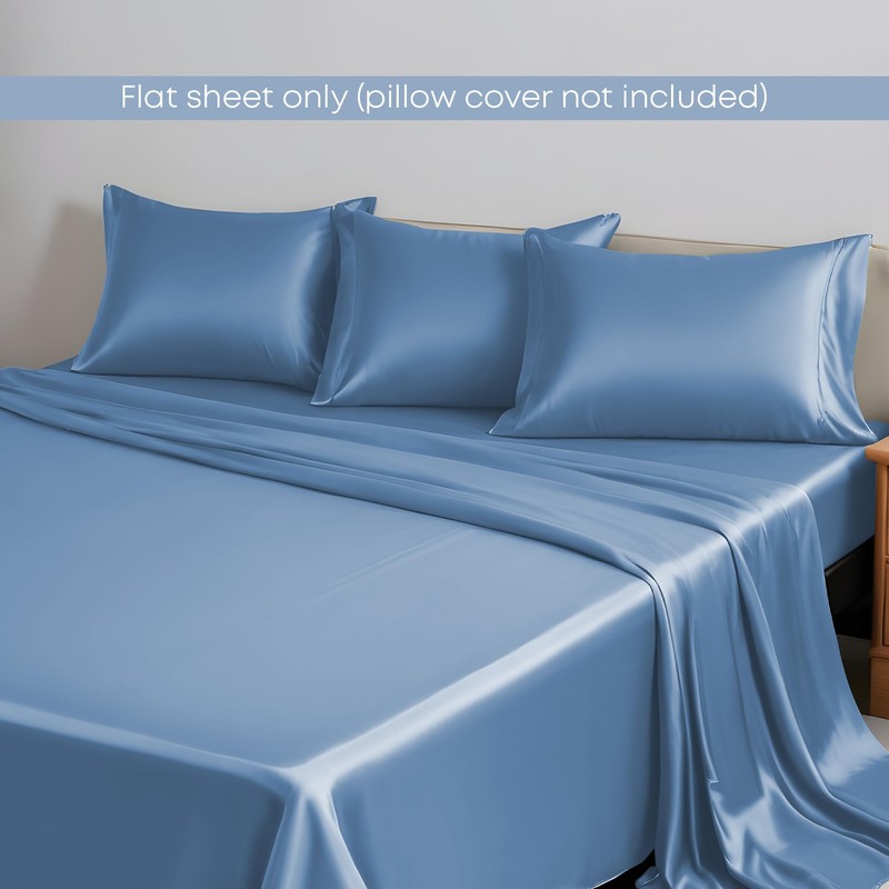 LINENWALAS Double Flat Sheet Only 100% Organic Bamboo Silk Flat