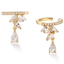 MEVECCO Gold Ear Cuffs 18K Gold Filled Ear Cuff Non Pierced Ears Cartilage Earrings Small Hoop Sleeper Simple Minimalist Delicate CZ Ear Cuffs Clip On Cartilage Fake Earrings for Women