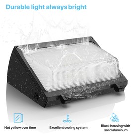 Pvilub LED Wall Pack 120W: 18000lm 5000k LED Wall Packs Outside Lighting - Glass Lens Security Flood Light with Photocell Sensor for Parking Lots Building Warehouse Barn 2Pack ETL Listed