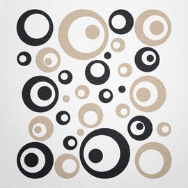 WANDfee® Wall Tattoo, Circles, Dots, 50 Stickers, Colour Choice For Children's Bedroom, Living Room, Hallway, Bathroom, Kitchen, Tile Stickers, beige