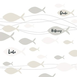Ambiente Serviette Lunch Communion Fishes Cream Communion Confirmation Cream 33 x 33 cm Pack of 20