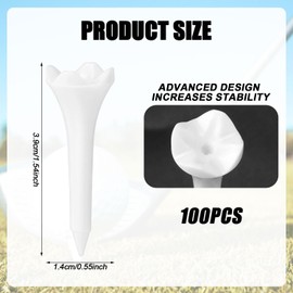 Pack of 100 Plastic Golf Tees, 3.9 cm, 4-Prong Golf Tees, Short Golf Mats Tees, High Visibility Practice Golf Tees for Iron, Par 3 Driving Range, Hybrid Golf Training Accessories