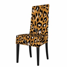 Numland 1 Pack Watercolor Animal Skin Leopard Pattern Dining Room Chair Covers Spotted Wild Cheetah Short Stretchable Polyester Removable Washable for home Restaurant Banquet