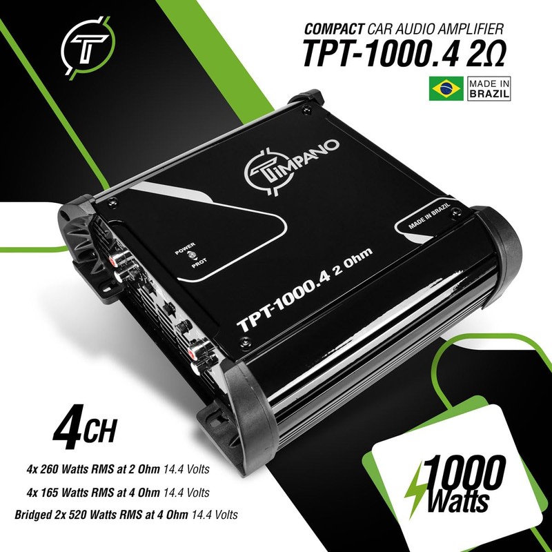 Timpano TPT-1000.4 Compact 4 Channel Car Audio Amplifier – 4