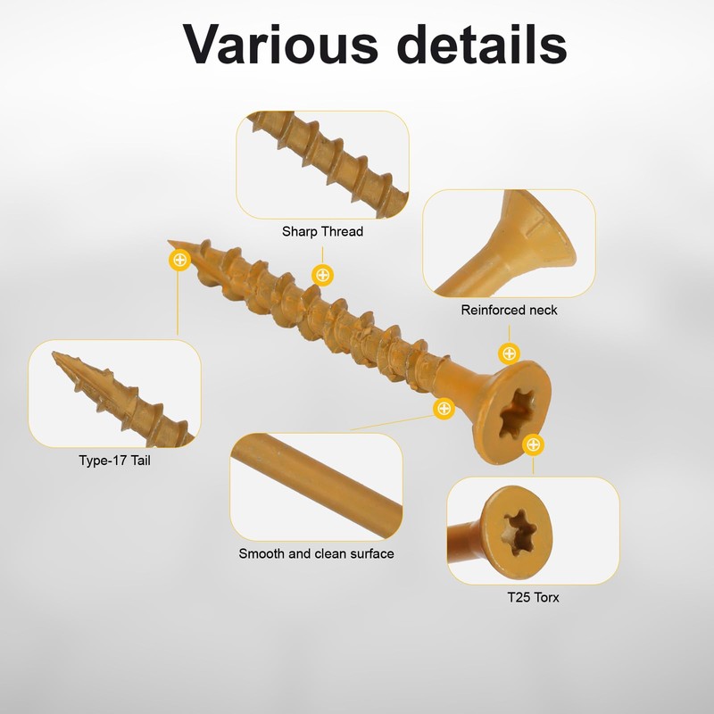 Bobibbi Deck Screws #8 x 1-1/2’’, T25 Star Torx Drive