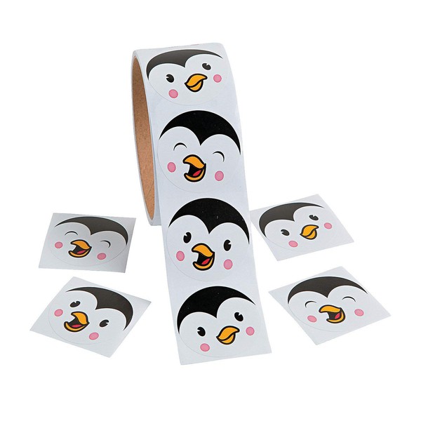 Fun Express - Penguin Face Roll Stickers for Winter - Stationery - Stickers - Stickers - Roll - Winter - 1 Piece