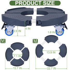 2 Pack Plant Caddy Stands with 360° Wheels Adjustable 15-22 Inch Rolling Plant Stands Heavy Duty Large Plant Carts Dolly with Casters 440lbs Capacity for Large Planter, Garden Pot, Flower Pot, Blue
