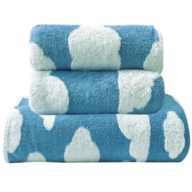 Lacomfy Bath Towels Set Colorful Cloud Soft Bath Towels Absorbent Decorative Hand Towels Velvet Bath Towel and Hand Towels for Bathroom Shower Spa (Blue)