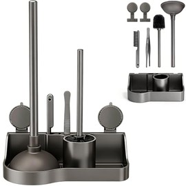 Juego de Escobilla de Inodoro,5 en 1 Escobillas de Baño Incluye Cepillo de Inodoro,Desatascador de Inodoro,Cepillo para Grietas,Pinza y Soporte
