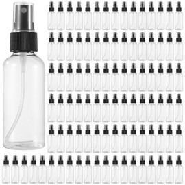 Tideme 100 PCS Small Spray Bottles 2 oz Bulk - 60 ML Transparent PET Spray Bottles with Black Mist Nozzle Travel-Size, Convenient for Samples Office Home Use