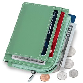 SERMAN BRANDS Wallet Women Zipper Rfid Blocking Small Compact Luxury Leather Pocket Wallet Ladies Mini Purse Credit Card Holder - Compact (Sage Mini)
