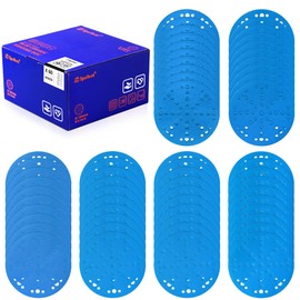 SpeTool Sandpaper 150 mm Velcro with 49 Holes, 60 Pieces Sandpaper Set, Grit 80, 120, 180, 240, 320, 400, Ceramic Sanding Discs, 150 mm, Velcro Disc Sander, Sandpaper for Wood, Metal