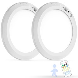 Battery Operated Auto Motion Sensor LED Celling Lights Set of 2, Smart Body Sensor Ceiling-mounted Lamps Fixture with 3 Colors/Brightness, Motion Detection Magnetic Celling Lights for Closet Shower