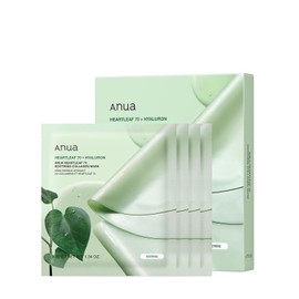 ANUA Heartleaf 70 Soothing Collagen Mask, Overnight Face Mask for Glass Skin, hyaluronic acid, Collagen, Soothing & hydration Facial Mask for Sensitive Skin, Natural Color, Korean Skin Care, 38g/4ea
