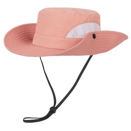 Kids Sun-Protection-Bucket-Hats for Girls - Foldable Wide Brim UV Hat for Outdoor, Beach, Girls Safari Hat (5-9 Years) Pink
