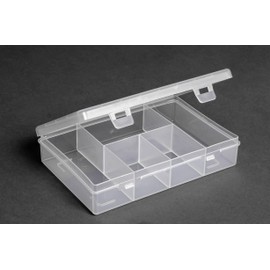 hünersdorff PP-Eco Mini Assortment Box with 5 Compartments, Sturdy Sorting Box for Screws and Other Small Parts, Fixed Compartments, Transparent