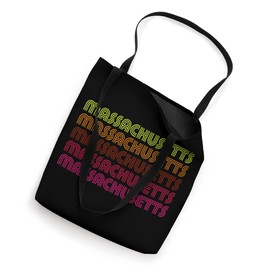 Retro State of Massachusetts Inline Font Disco Design Tote Bag