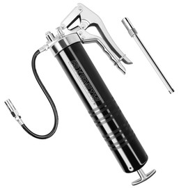 FIXSMITH Grease Gun, 8000 PSI Heavy Duty Pistol Grip Grease Gun Kit, Includes 12" Reinforced Flexible Hose & 6.6" Rigid Extension, 3-Way Loading, 14 OZ or 400 CC Cartridge