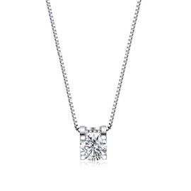 VANSZA Women's Necklace 925 Silver Necklace Love Zirconia 925 Sterling Silver Geometric Necklace White Gold Birthday Valentine's Day Gifts Women Girls Jewellery Chain, Sterling Silver, Cubic Zirconia