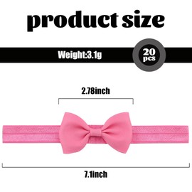 20 Pcs Bows Baby Elastic Headbands, Baby Headbands Grosgrain Ribbon HairBands, Hair Accessories for Newborns Infants Toddlers and Kids