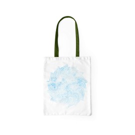 Bonamaison Printed Tote Bag, Reusable Grocery Bag, Shopping Bag, Machine Washable, Foldable, Canvas Cloth Bag with Green Handles, Size: 34x40 Cm