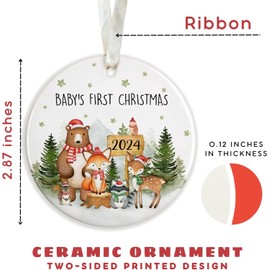 Baby's First Christmas Ornament 2024 - Baby First Christmas Ornament 2024 Boy, Girl - Baby First Christmas - My First Christmas Baby Ornament - Baby 1st Christmas Ornament - Ceramic Christmas Ornament