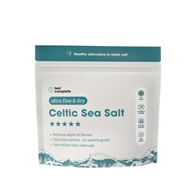 Feel Complete | ULTRA Fine & Dry Celtic Sea Salt Powder | Organic Approved | 82 Essential Minerals | Healthy Alternative To Table Salt (200g)