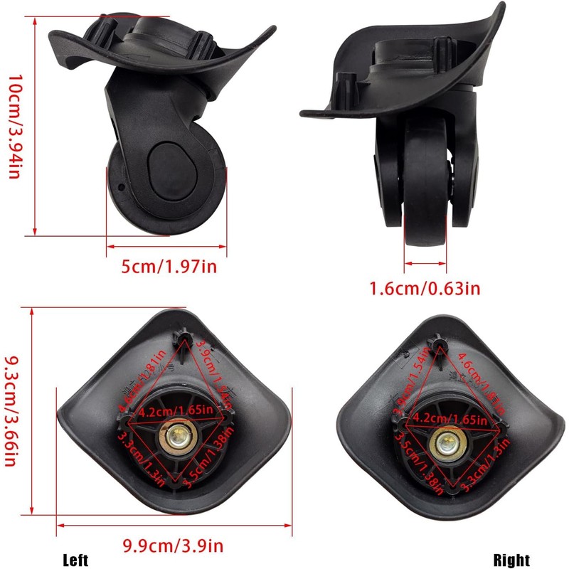 Pack of 2 Luggage Wheels Replacement Wheels Luggage Swivel Castors