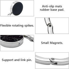 Handbag Hooks, FOME Pack of 2 Foldable Purse Hooks, Bag Hanger, Foldable Purse Holder, Handbag Holder for Purse, Marble, White, Black