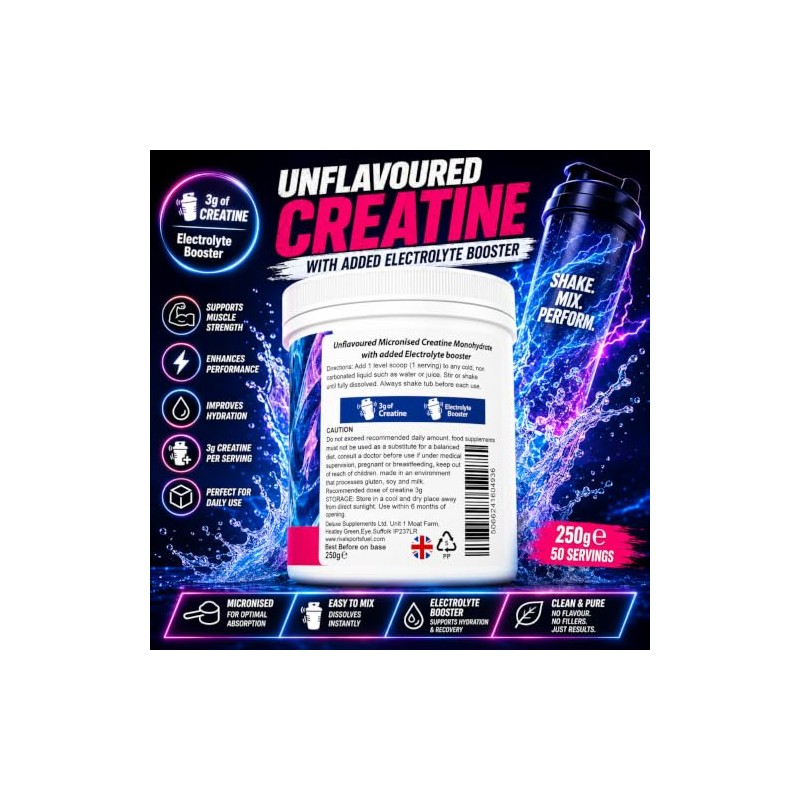 Rival Creatine Monohydrate + Electrolytes Powder 250g (71 Servings) –
