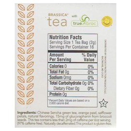Brassica Decaffeinated Green Tea with Trubroc, Orange DECAF, 16 Tea Bags