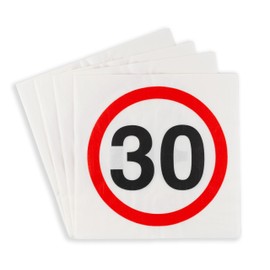 30th Birthday Decorative Napkins Traffic Sign Red/White - Original Birthday Decoration 30th for a Successful 30th Birthday Men or Women - Tiwoca