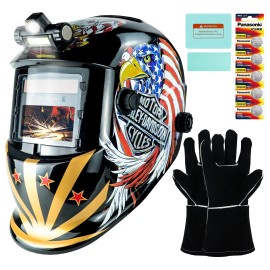 TRQWH Welding Helmet Auto Darkening True Color 1/1/1/2 Clarity Wide Shade 9-13