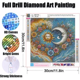 Ekuxom Sun and Moon Diamond Painting Kits for Adults, 5D Diamond Art Kits for Adults Beginners, DIY Diamond Dot Gem Art for Crafts Home Wall Decor Gift 12x12inch