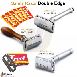 Medentra Professional Shaving Safety Razor Blades Maquinilla de Afeitar Hombre Doble Filo - Chrome Finish Safety Razor