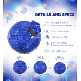 Barocity Blue Size 3 Soccer Ball, Multi-Colored Design, Ideal for Kids and Adults