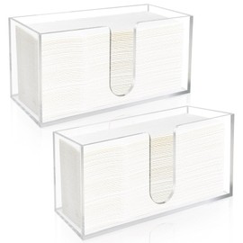 Acrylic Paper Towel Holder Countertop, 5mm Thick Clear C-Fold Z-Fold Trifold Napkin Dispenser, Bathroom & Kitchen Organizer for Multifold Towels (2)