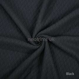 Quilted Jersey Knit Fabric Double Layer Knit Harlequin Diamond Outerwear Baby Clothing or Insulation Material NEOTRIMS UK Black Sample Swatch 10x10cms