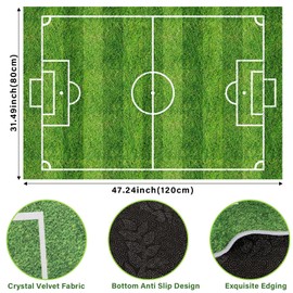 Zercart Football Field Play Mats, Soccer Field Rug Football Pitch Play Mat Floor Mat Children Play Mat Door Rug Children's Football Rug Non Slip Nursery Rugs for Living Room Bedroom