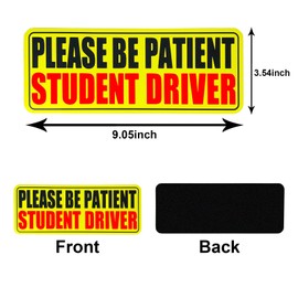 3pcs Student Drive Magnet for Car, Please Be Patient Student Driver, New Drivers Sticker Safety Warning, Reusable Magnetic Reflective Rookie Driver Bumper Sticker