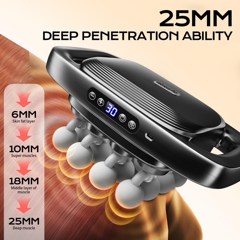 Veloreva Pro Massager.16 deep Tissue Massage Heads, 30 Speed Settings.Effectively