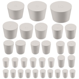 Swpeet 32Pcs 13 Assorted Sizes White Solid Rubber Stopper, White Tapered Lab Seal Rubber Stoppers, Black Lab Plug, Tapered Lab Bungs