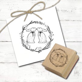 Motif Stamp Easter Bunny Stamp Vintage Wreath 48 x 45 mm