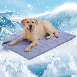 MARUNDA Dog Cooling Mat, 36" x 24" Thicken Waterproof Cooling Mat for Extra Large Dog, Q-MAX>0.5 Ice Cool Fabric-Cool on Contact，Easy Washable Pet Pad in Summer (36" x 24" (L-Crate), Blue)