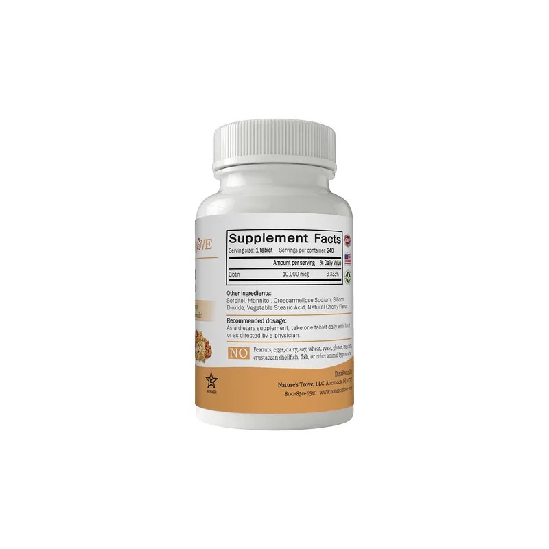 Nature's Trove Biotina 10,000 Mcg 240 Tabletas Masticables